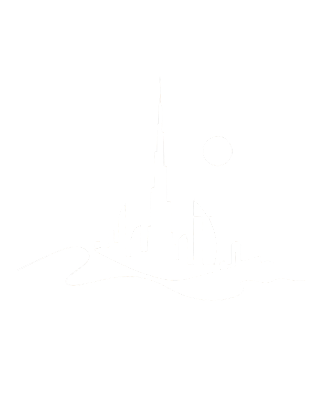 Line art illustration of Dubai skyline